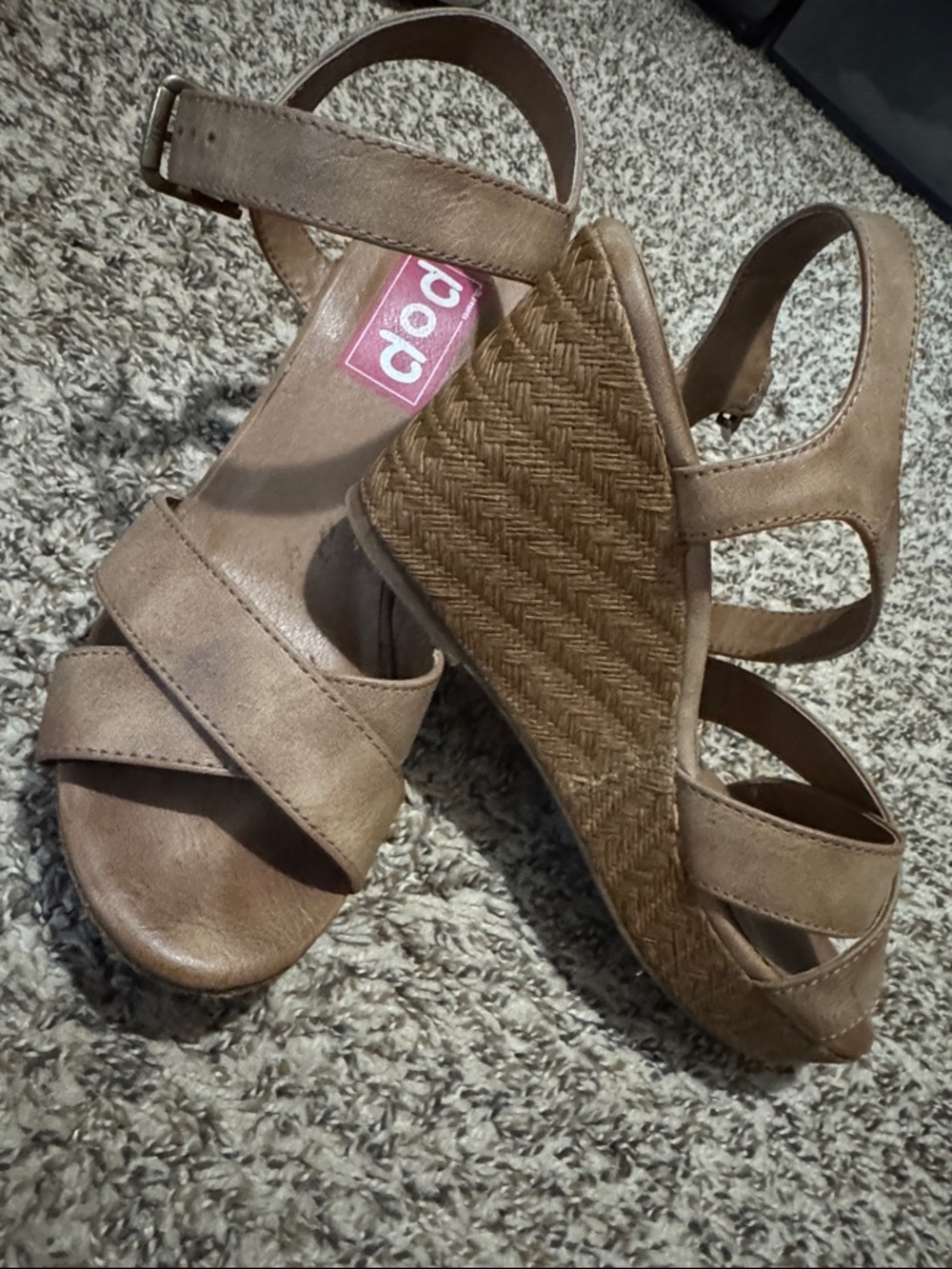 pop Tan Braided Espadrille Wedge Sandals